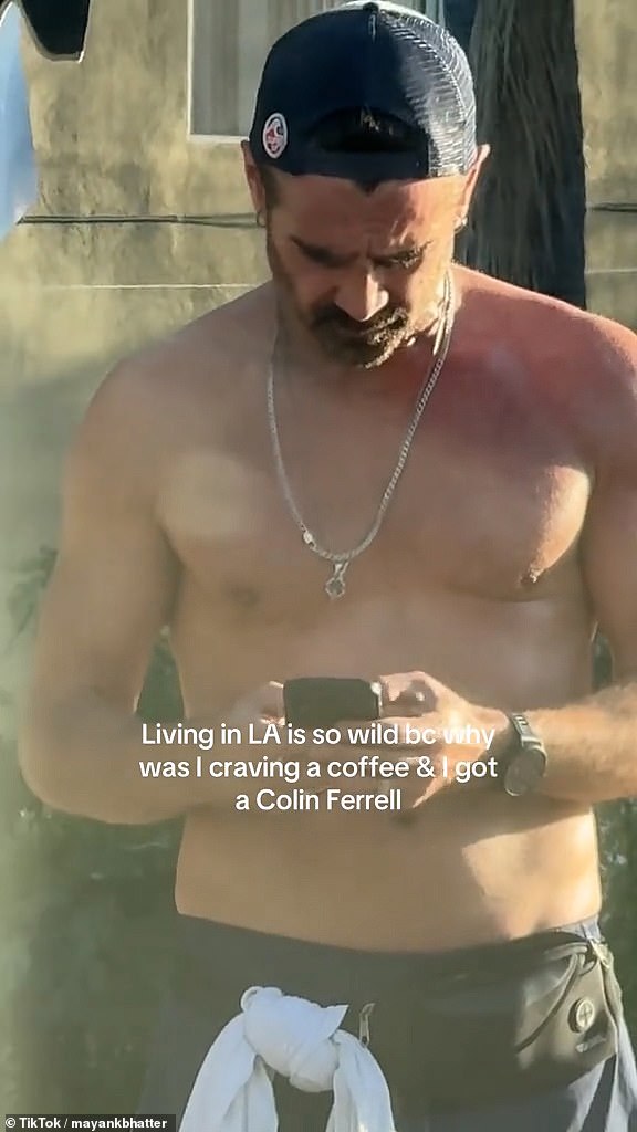 Irski rođeni glumac okrenuo je glave na ulicama Los Angelesa dok je stajao SMS -u noseći par kratkih hlača i bejzbol kapu za unatrag