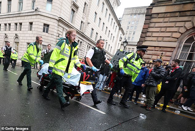 A large emergency service presence is pictured on Water Street during the Liverpool Trophy Parade