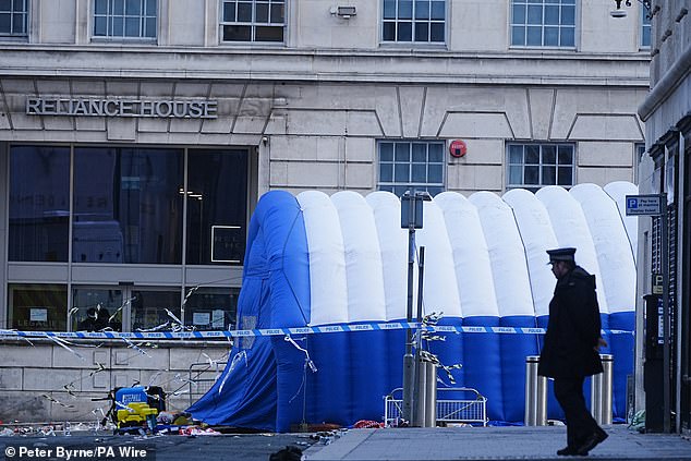 A large forensic tent protected the scene of the crash this morning as police continued gathering evidence