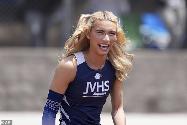 AB Hernandez smiles while completing in the girls long jump earlier this month in Moorpark, Calif