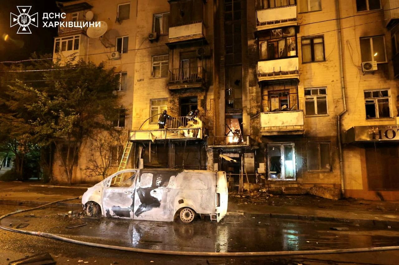 Vatrogasac Rad na mjestu ruskog štrajka u Harkivu