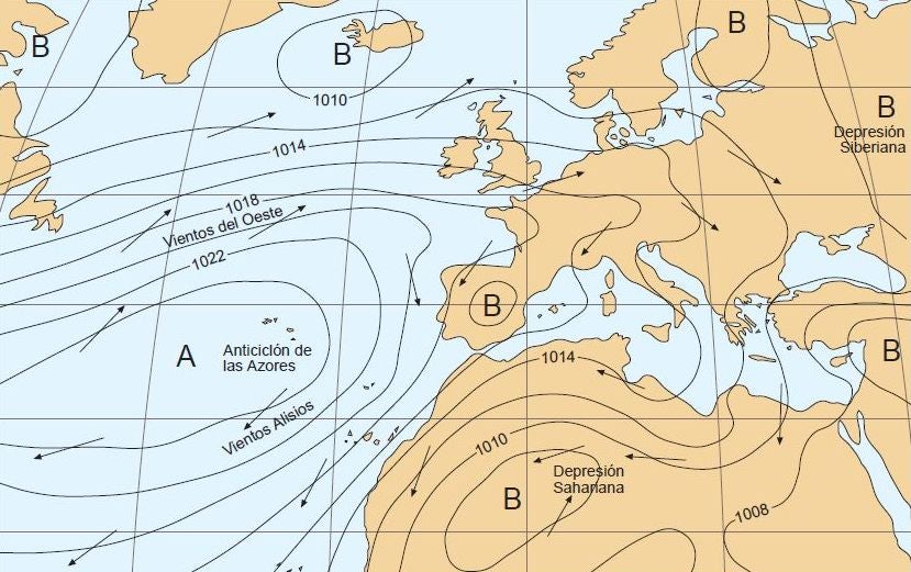 Položaj azora visoko nad Atlantskim oceanom