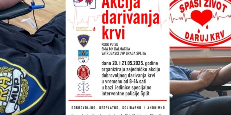 Daruj krv u Splitu 20. i 21. svibnja: Pridružite se i spasite život