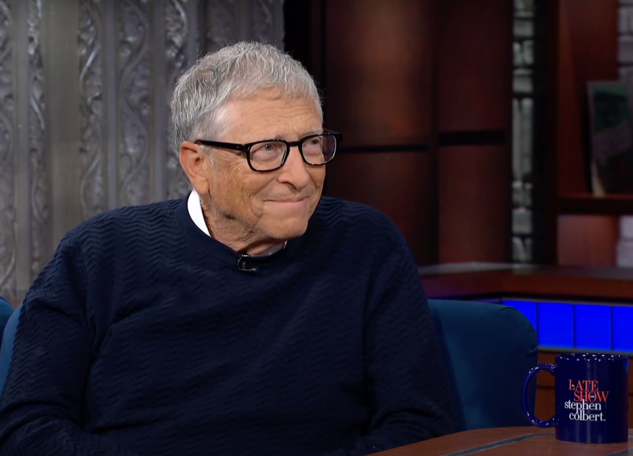 Bill Gates razgovara sa Stephenom Colbertom na kasnom showu na CBS -u 8. svibnja 2025