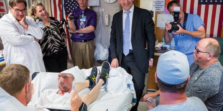 He received the gift of someone else’s face in a 56-hour surgery. What came next was complex
