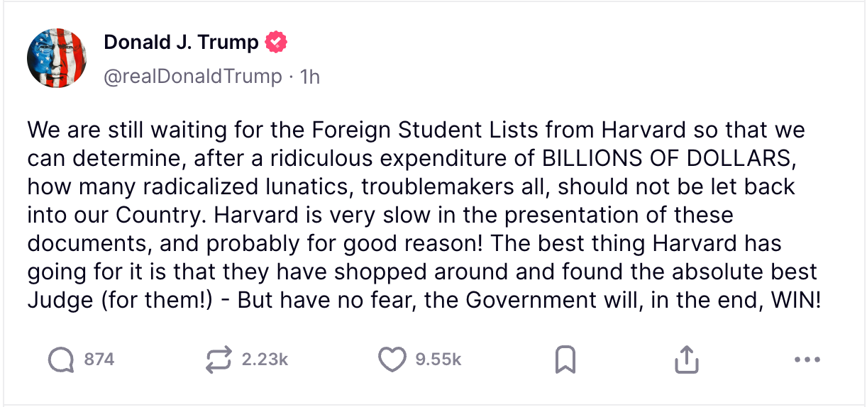 ScreenGrab Trumpove istine Društveni napad na Sveučilište Harvard na Dan sjećanja