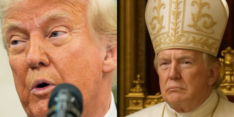 Trump prenosi novac na sliku njega kao papu i lažno tvrdi da su ga svi katolici voljeli