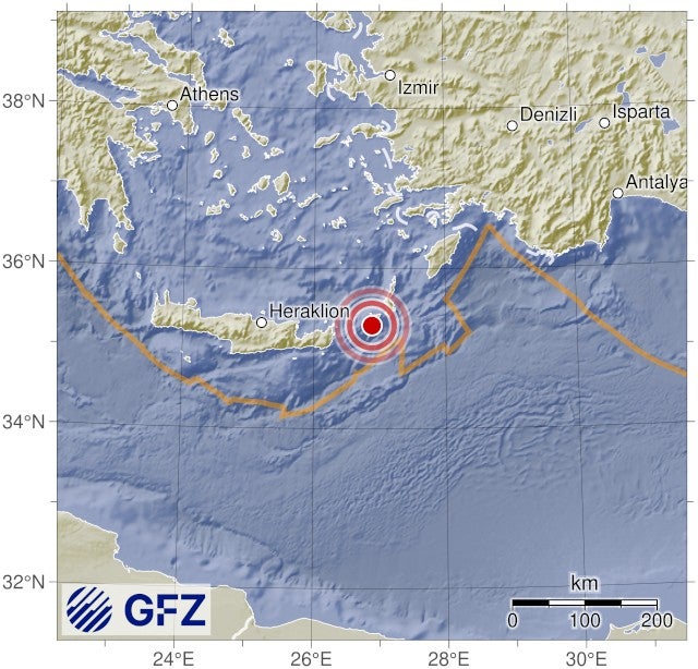 Pojedinosti iz njemačkog istraživačkog centra za Geosciences (GFZ) pokazuju gdje je potres na kretu pogodio