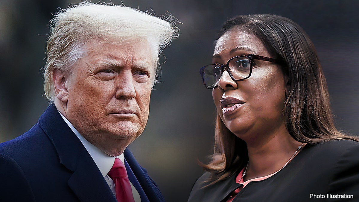 Predsjednik Donald Trump i Letitia James viđeni su u ovoj podijeljenoj slici.