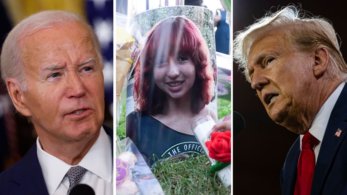Jocelyn Nungaray prikazana u podijeljenoj slici koja pokazuje Biden i Trump