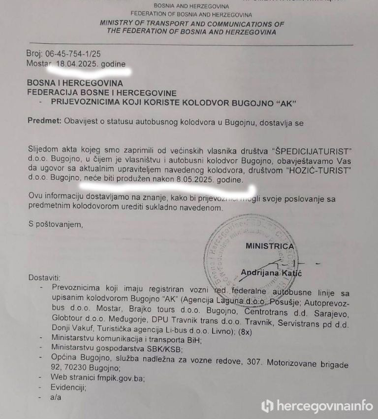 Obavijest za Bugojno 