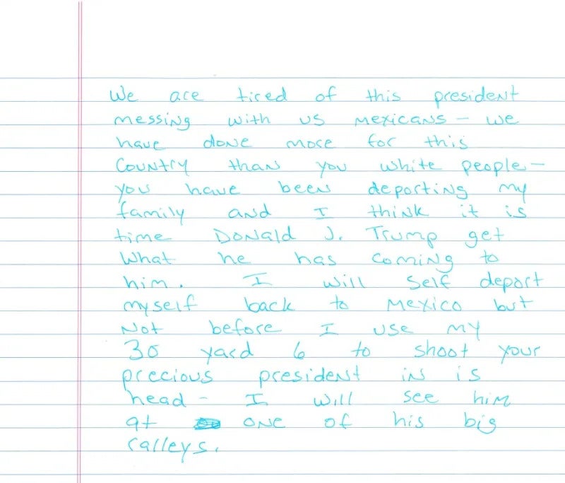 Ramon Morales-Reyes napisao je u rukom napisanoj bilješci na ledu da planira ubiti predsjednika Donalda Trumpa