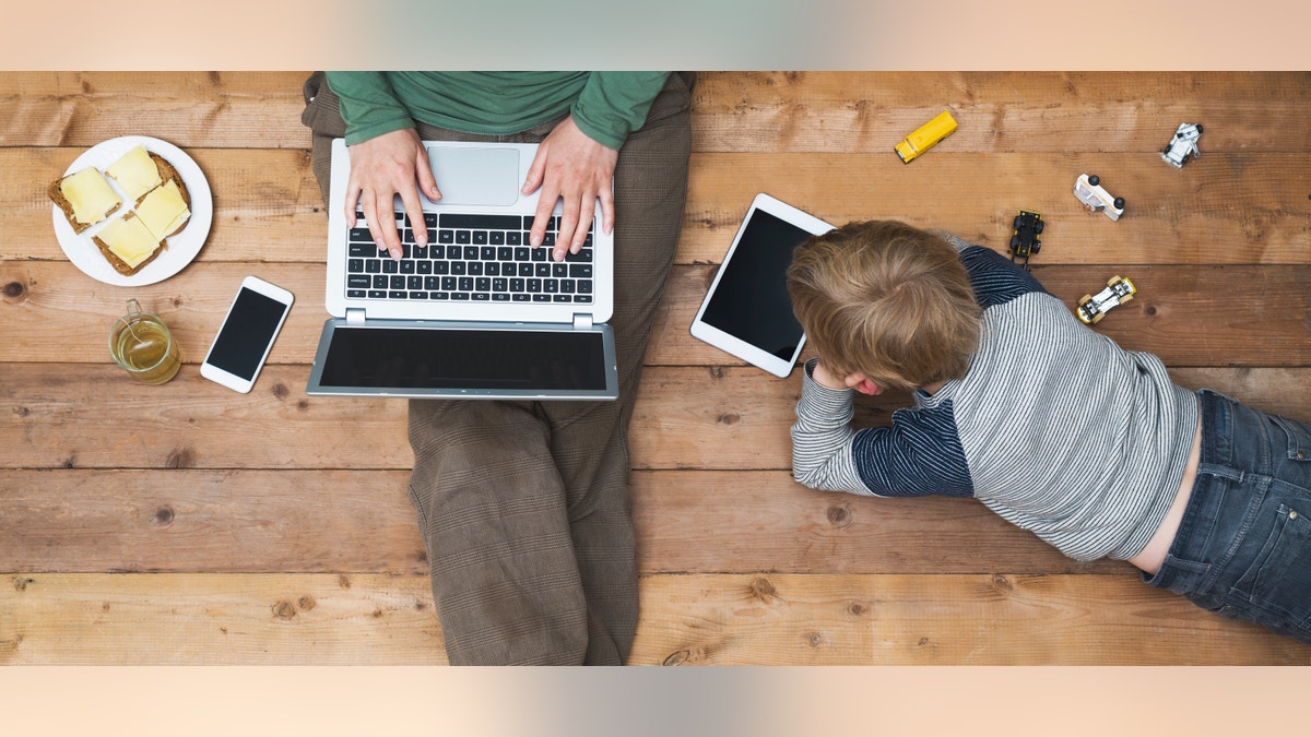 Stock Photo of Kids On Computer, Tablet