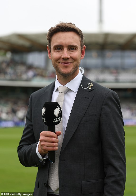 LONDON, ENGLAND - JUNE 11: Stuart Broad, commentator, poses for a photo during Day One of the ICC World Test Championship Final 2025 between South Africa and Australia at Lord's Cricket Ground on June 11, 2025 in London, England.  (Photo by Alex Davidson-ICC/ICC via Getty Images)