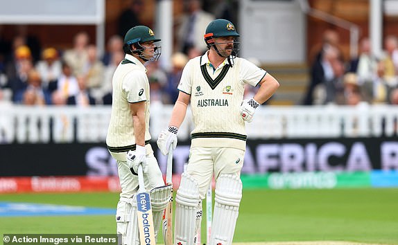 Cricket - 2025 ICC World Test Championship Final - South Africa v Australia - Lord's Cricket Ground, London, Britain - June 11, 2025 Australia's Steve Smith and Travis Head interact Action Images via Reuters/Andrew Boyers