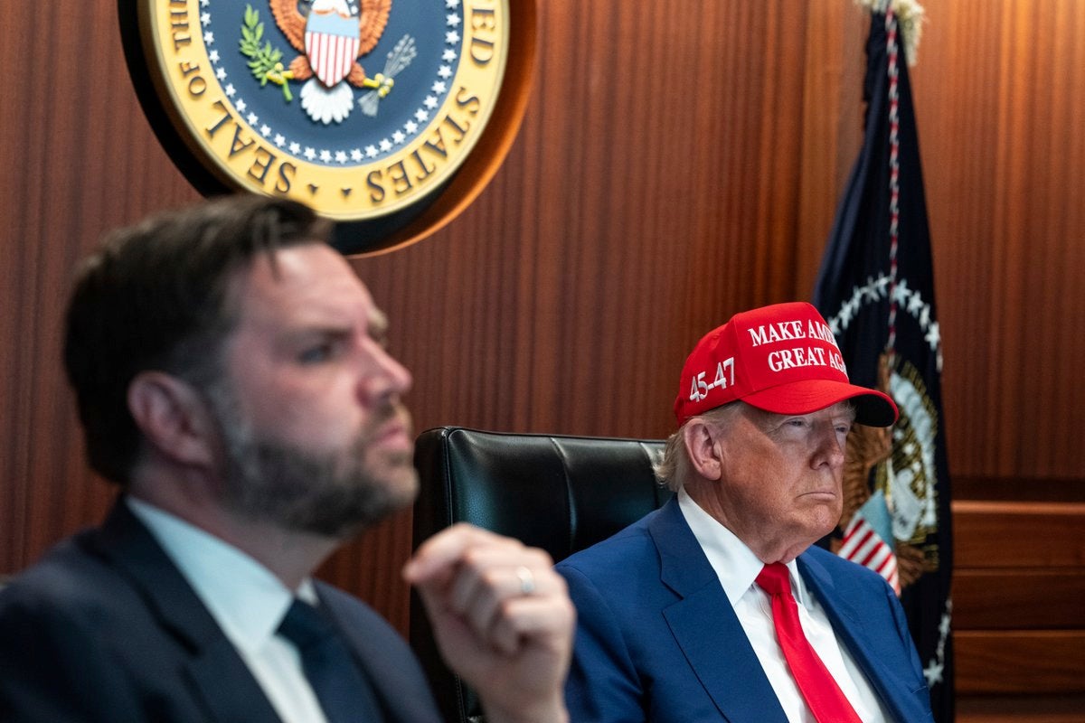 JD Vance and Donald Trump in the White House situation room on the day the U.S. bombed three nuclear sites in Iran