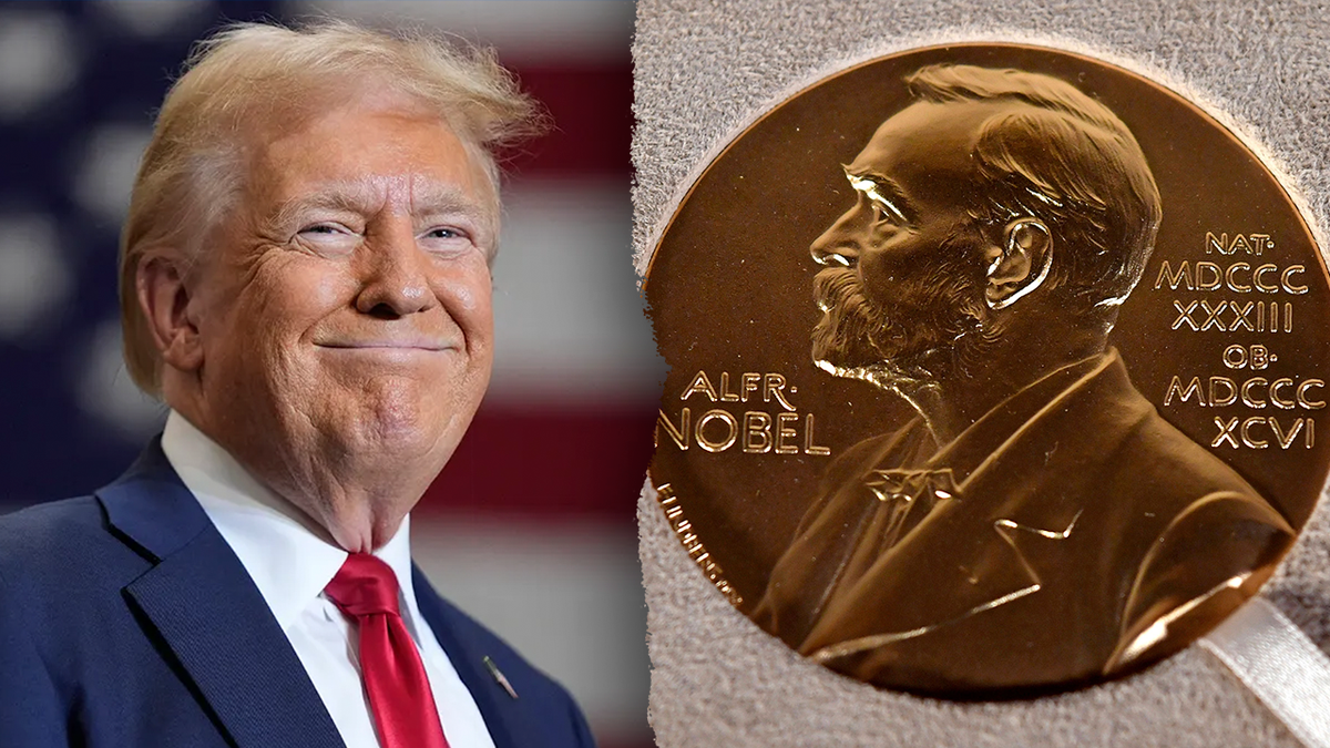 Nasmijani Trump, lijevo; Nobelova nagrada za mir, u redu