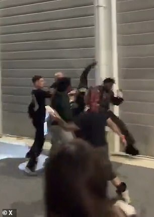 Brown je viđen kako se bori s grupom muškaraca