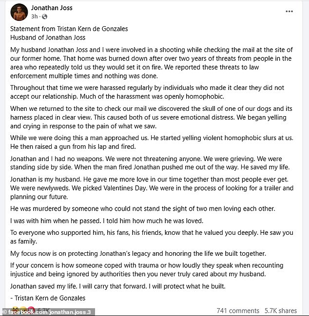 Tristan je dodao: 'Moj fokus je sada na zaštiti Jonathanovog nasljeđa i počast životu koji smo izgradili zajedno'