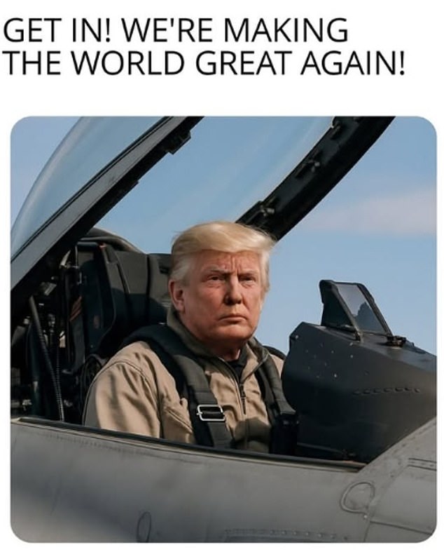 Danica Patrick također je podijelila internetski meme Donalda Trumpa u pilotskoj kabini borbenog aviona