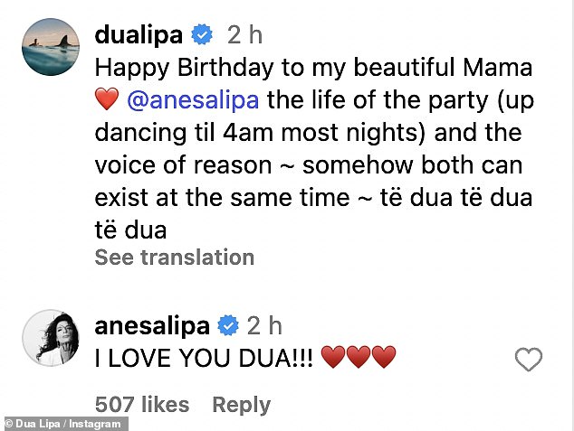Anesa je slatko odgovorila u komentarima: 'Volim te dua !!! ¿¿¿¿¿¿. '