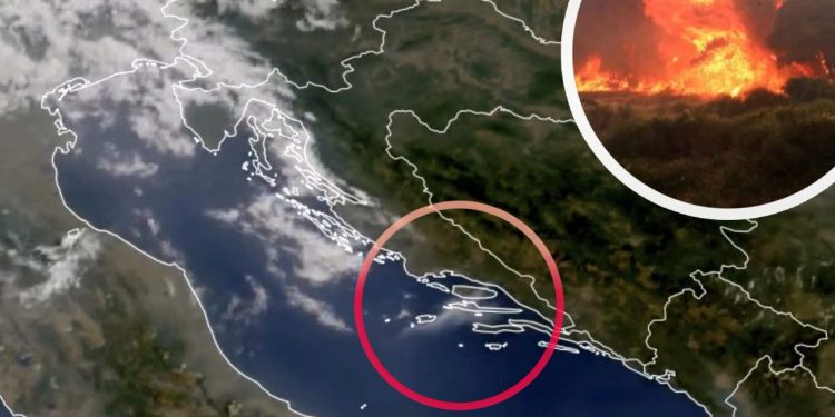 Dim s dalmatinskih požarišta vidljiv iz svemira, ovako ga vide meteorološki sateliti