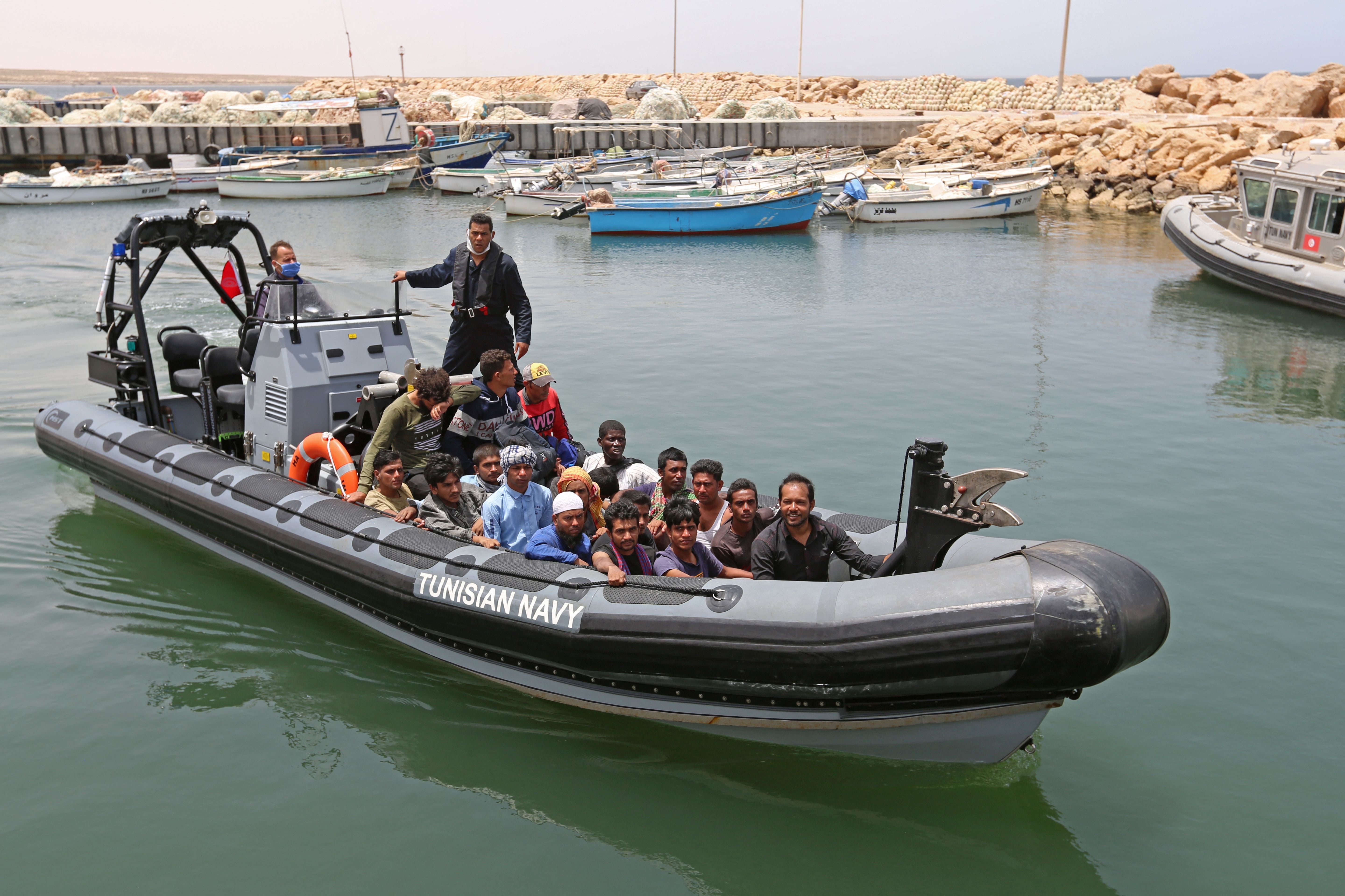 Migrants rescued by Tunisia’s national guard arrive in Ben Guerdane