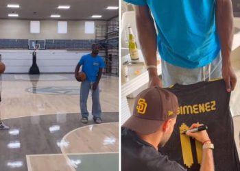 Gimenez-Butler, SFIDA "Kalcio-basket". A sveci mu daju majicu