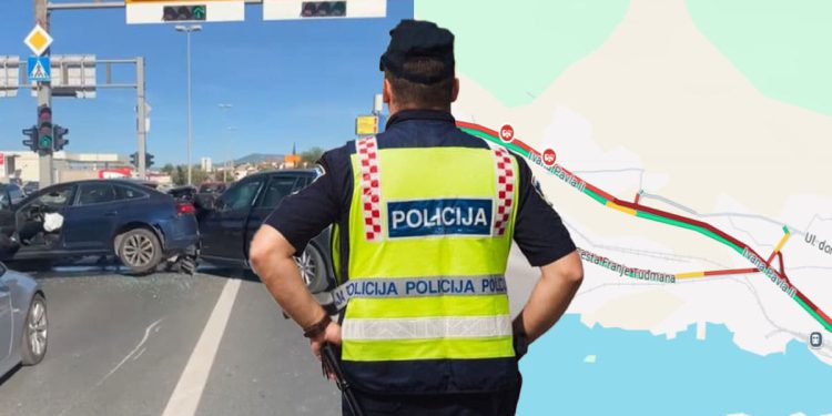 Kaos i kolometarske kolone kroz Kaštela: Sudarila se tri vozila, cesta ponovno otvorena za promet