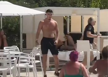 Otkriveno: Yob koji je nokautirao ženu stolicom tijekom divljeg Ibiza Brawl na bazenu je kontroverzni nogometaš koji je u finalu Wembley postigao pogodak prije samo tri tjedna prije samo tri tjedna