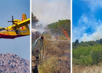 Požar kod Jelse gase sva hvarska društva. Zapovjednik: “Gori borova šuma, kanaderi su otišli, situacija je povoljna”
