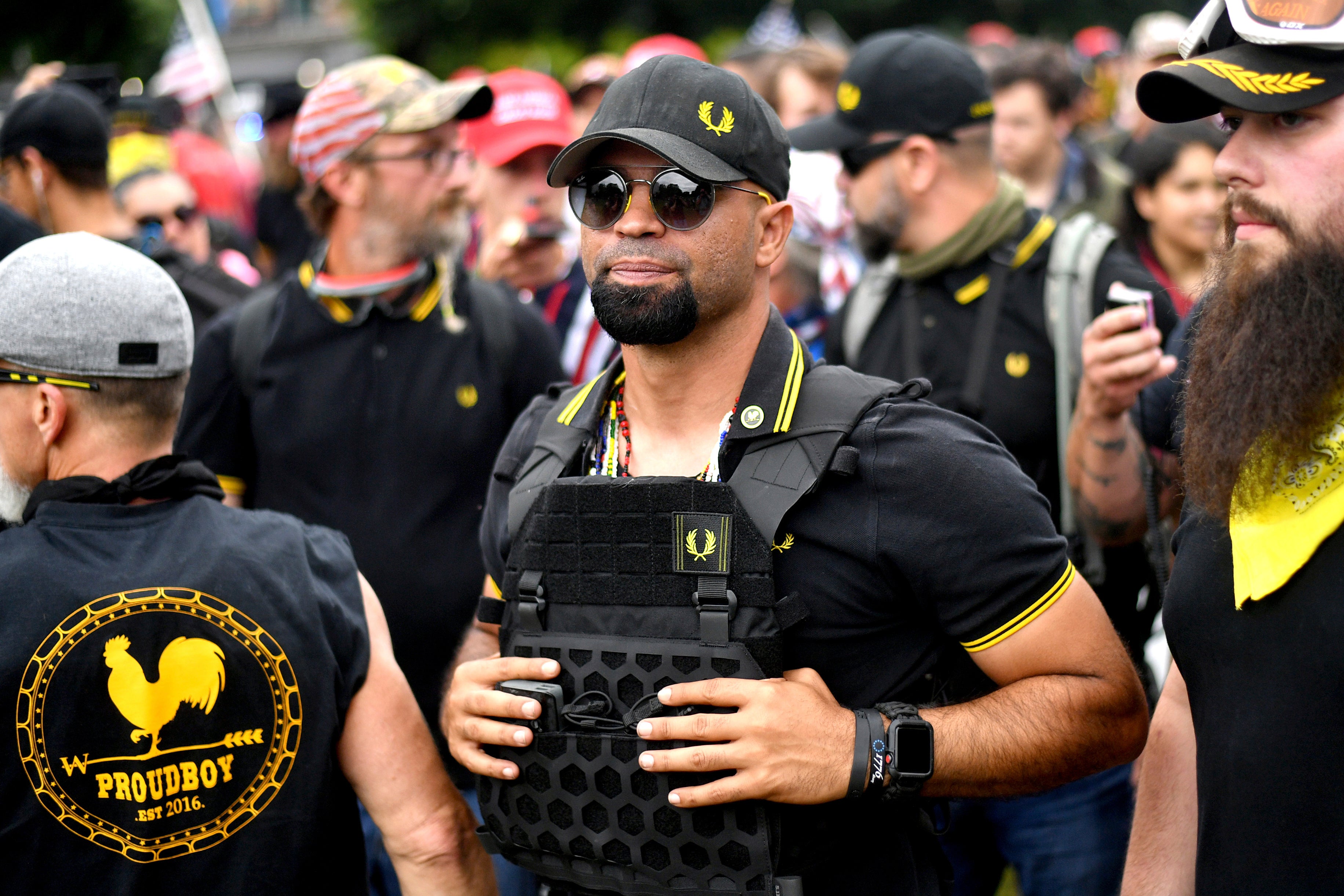 Predsjedavajući ponosnih dječaka Enrique Tarrio se skupi u Portlandu, Ore., 17. kolovoza 2019.