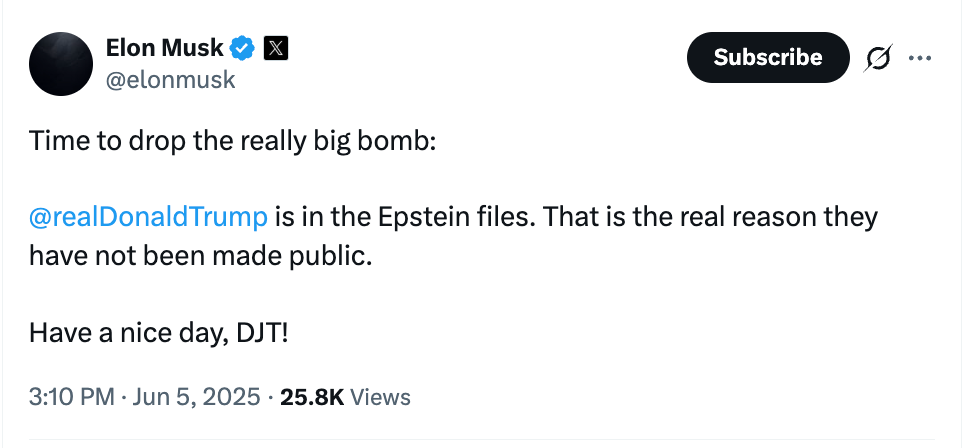 Musk je podnio zahtjev bombe u postu na X.