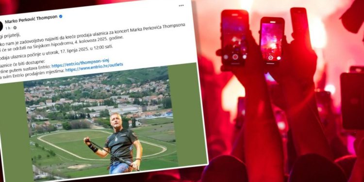 Slobodna Dalmacija – Thompson objavio kada počinje prodaja ulaznica za veliki koncert na hipodromu u Sinju