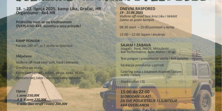 U Gračacu se održava Overland 4×4! Radi se o terenskom okupljanju i avanturističkom susretu za ljubitelje off-road vožnje