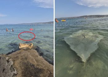 U plićak nasred plaže u Kaštelima dovukli teški betonski blok, kako bi vezali brod/jahtu? “Pogledajte ovo