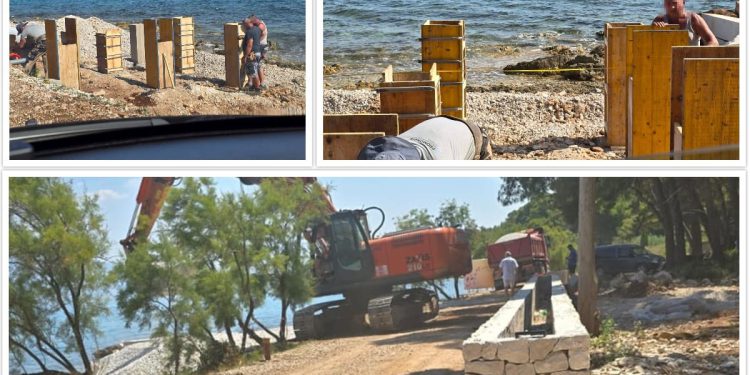 Utvrđeno postavljanje betonskih pilona bez dozvole na plažu!