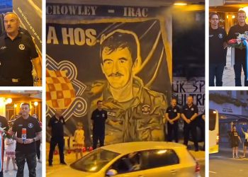 VIDEO Skejo i HOS-voci dočekali sinove Thomasa Crowleyja kod murala u Splitu