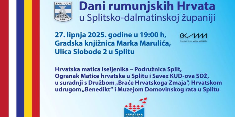 Večeras u Splitu “Dani rumunjskih Hrvata” – slavlje baštine i zajedništva