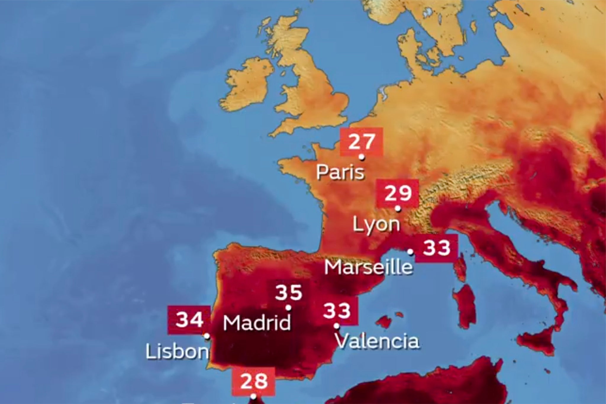 Met Office prognoze za petak pokazuju temperature dobro u tridesetima - i oni su spremni još više