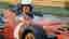 A man in an old race car