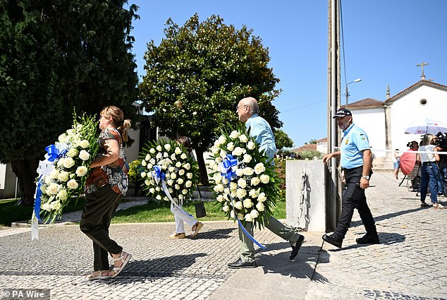 The Sao Cosme Chapel in the town of Gondomar. Flowers gifted from Porto FC arrive
