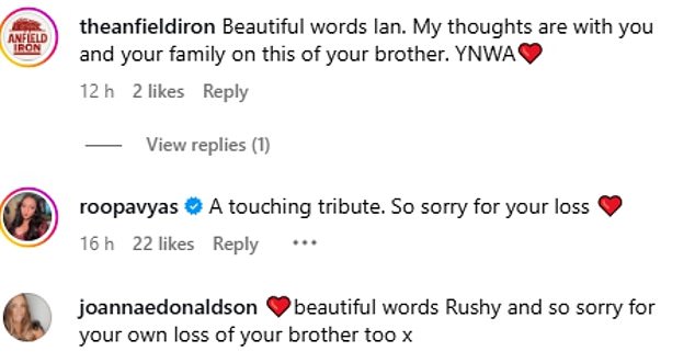 Nekoliko navijača i bivši igrači poslali su svoje dobre želje da žure i pohvali njegovu dirljivu počast