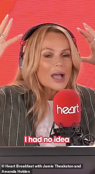 TV ličnost, 54, otkrila je u svojoj radijskoj emisiji s Jamiejem Theakstonom da je slučajno bljeskala električaru