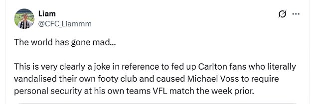 Na slici: Još jedan post obožavatelja koji vjeruje da kazna lige ne odgovara zločinu