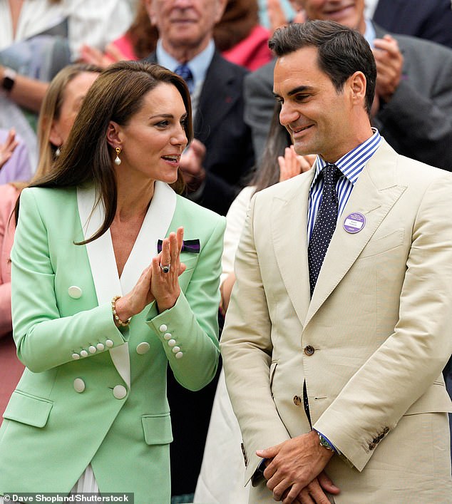 Bivša legenda Wimbledona Roger Federer povezuje princezu Kate u Kraljevskoj kutiji 2023