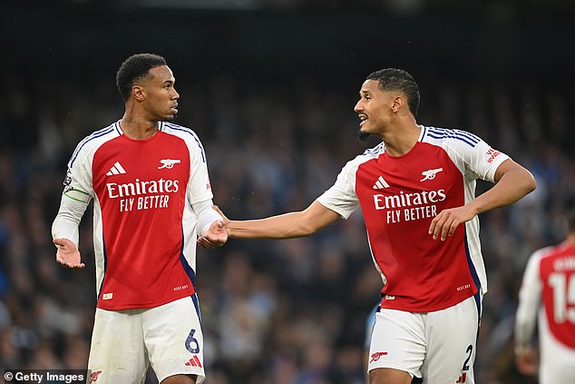 Arsenal also have a stong duo in  the heart of defence with Gabriel (Left) and William Saliba (right)