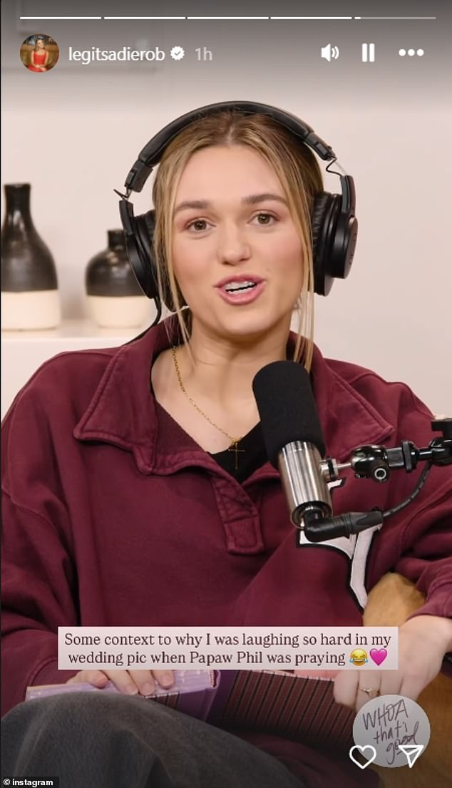 Sadie je nedavno otkrila posljednje riječi koje joj je djed rekao na Instagramu i rekla: 'Jedna od posljednjih stvari koje mi je rekao bila je "Puna snaga naprijed!" Amen!'