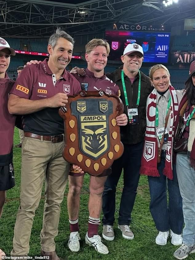 Par su bili posebni gosti trenera Queensland Maroonsa Billy Slater (drugi s lijeve strane) i njegova supruga Nicole