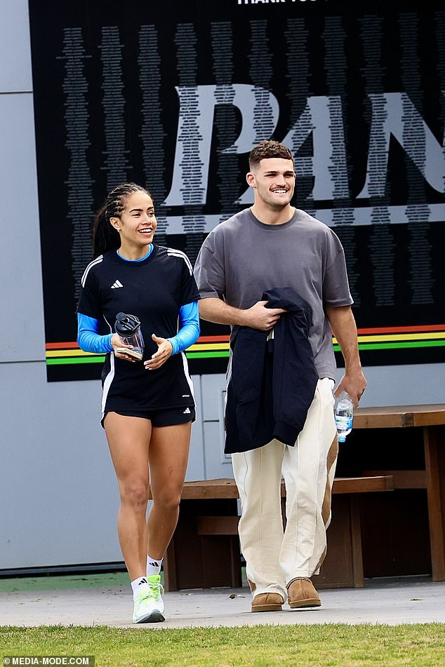 Najistaknutiji sportski par u Australiji napuštao je sjedište Penrith Panthers nakon što je Nathan u subotu navečer igrao glavnu ulogu u pobjedi svog tima nad Tigrovima